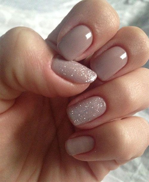 nude glitter nail design