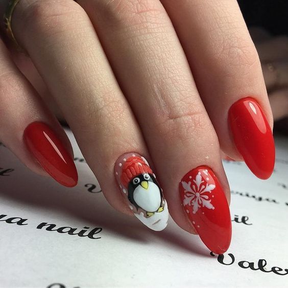winter-nails-cute-designs-red-snowflake