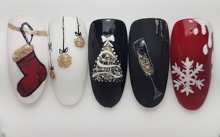 snow nails christmas winter manicure designs