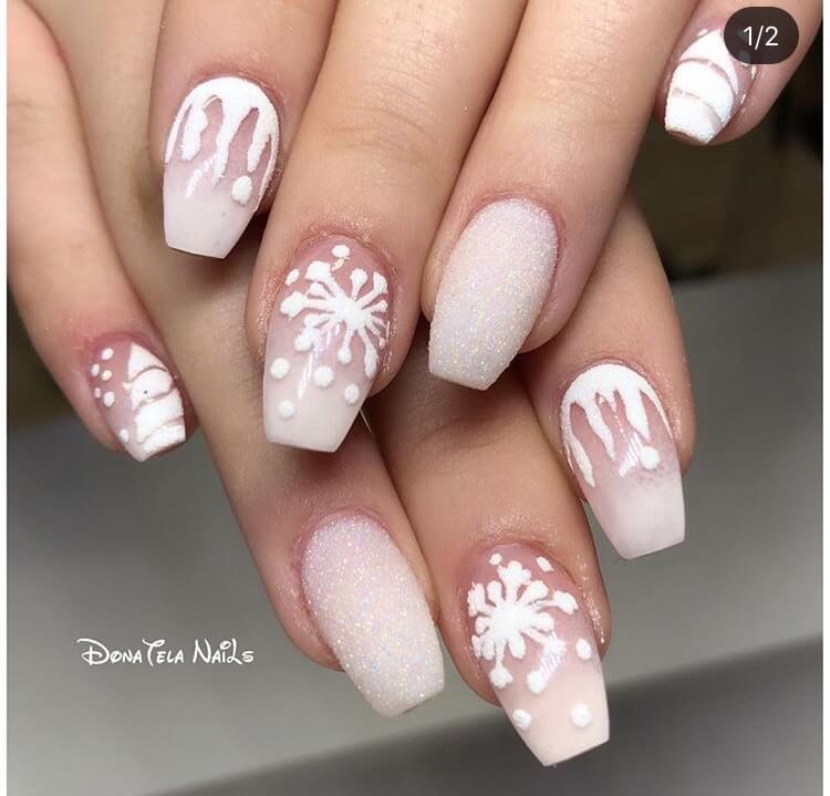 snow nails christmas winter manicure snowflake frost
