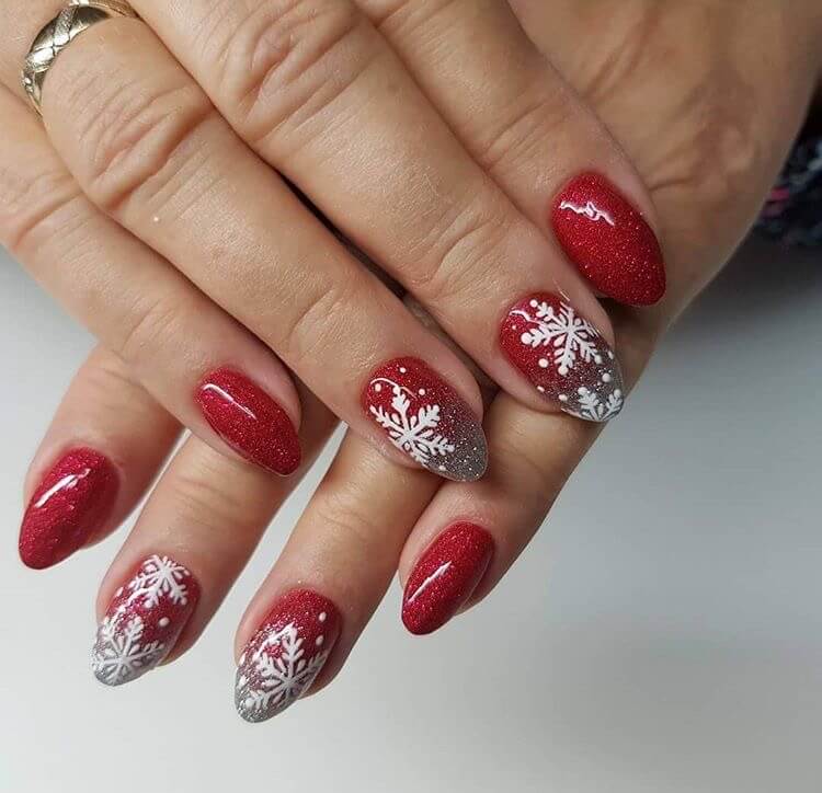 snow nails christmas winter manicure snowflake