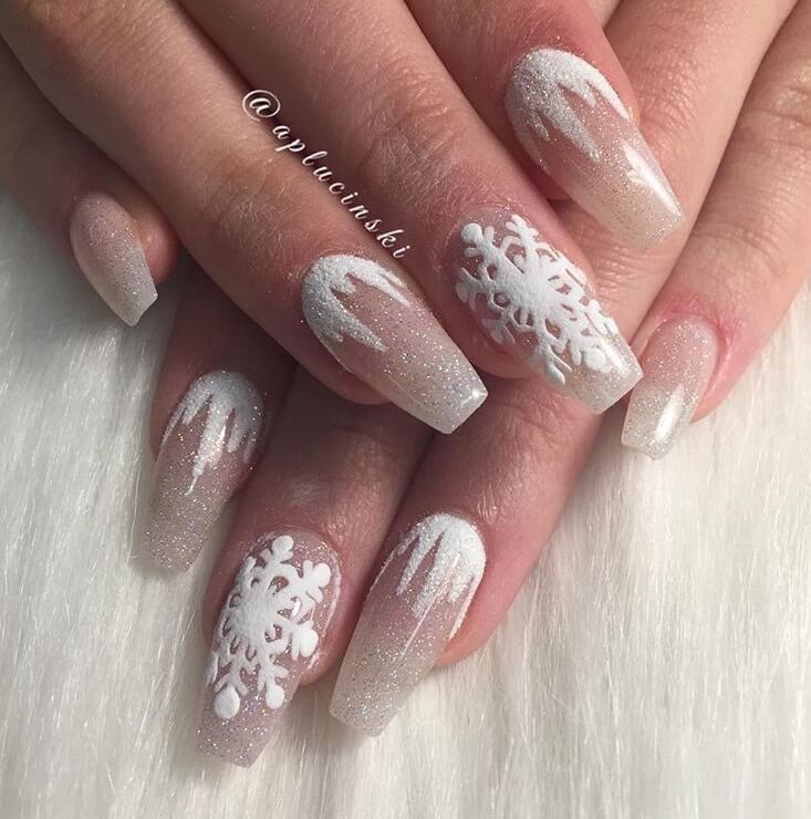 snow nails christmas winter manicure white design