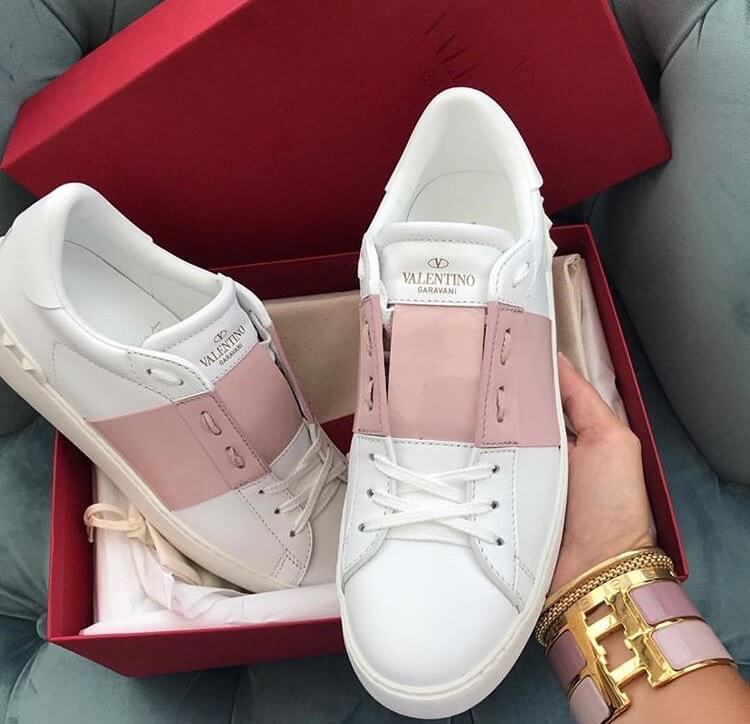 valentino garavani rockstud luxury pink sneakers