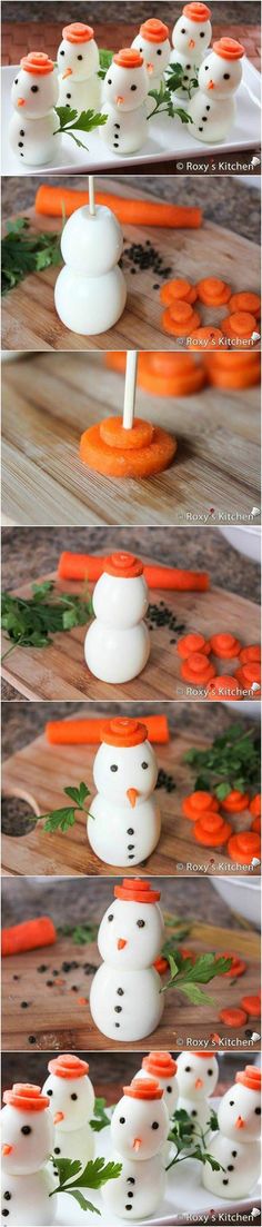 mozarella carrot snowman